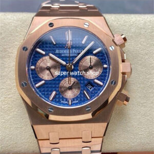 BF Factory Audemars Piguet Royal Oak Chronograph 26331OR.OO.1220OR.01 41mm Full Rose Gold Rose Gold Eye Blue Dial