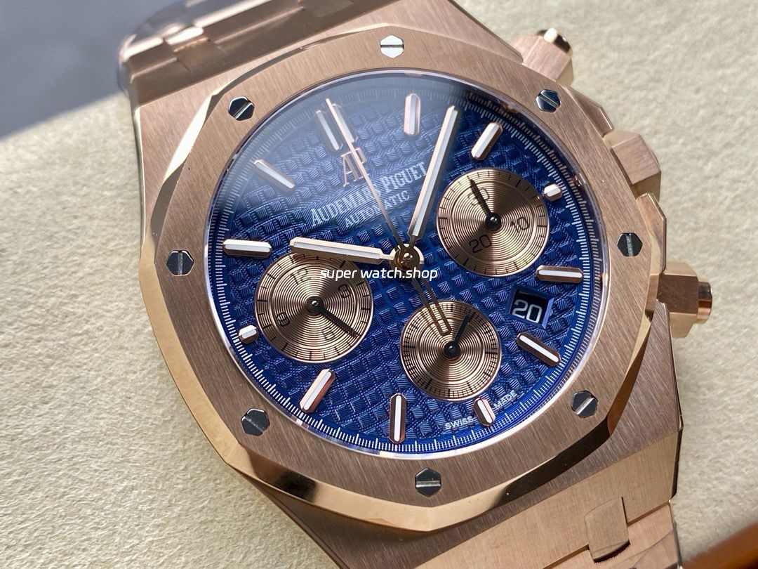 BF Factory Audemars Piguet Royal Oak Chronograph 26331OR.OO.1220OR.01 41mm Full Rose Gold Rose Gold Eye Blue Dial - Image 2