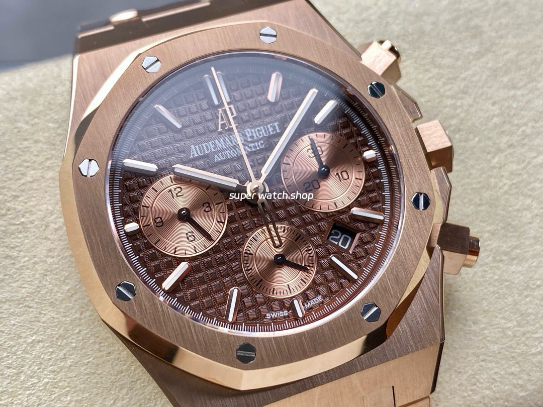 BF Factory Audemars Piguet Royal Oak Chronograph 26331OR.OO.1220OR.02 41mm Full Rose Gold Brown Dial - Image 2