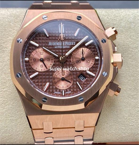 BF Factory Audemars Piguet Royal Oak Chronograph 26331OR.OO.1220OR.02 41mm Full Rose Gold Brown Dial