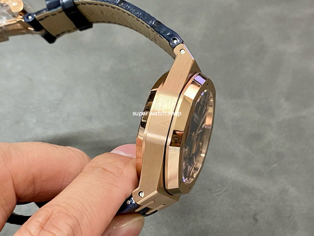 BF Factory Audemars Piguet Royal Oak Chronograph 26331OR.OO.D315CR.01 41mm Rose Gold Leather Strap Blue Dial - Image 5