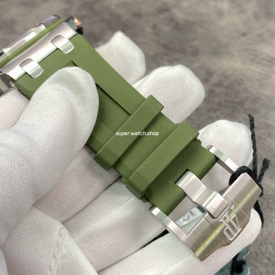 BF Factory Audemars Piguet Royal Oak Offshore Diver 15720ST.OO.A052CA.01 Steel Rubber Strap Green Dial - Image 8