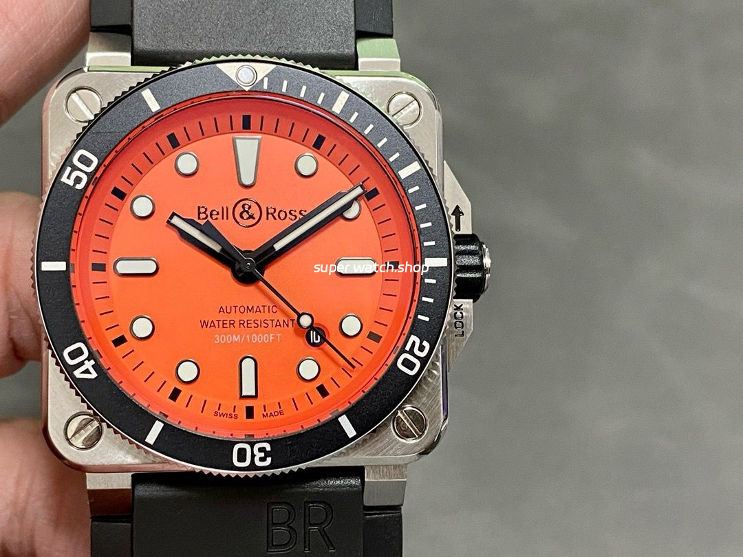 BRF Factory Bell Ross BR 03-92 42mm Steel Rubber Strap Orange Dial