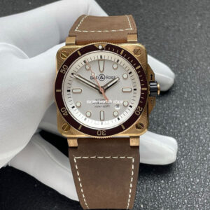 BRF Factory Bell Ross BR 03 BR0392-D-WH-BRSCA 42mm Bronze Leather Strap Silver Dial
