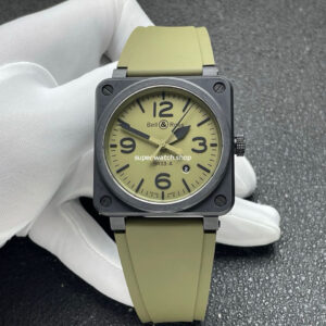 BRF Factory Bell Ross BR 03 BR03A-MIL-CESRB 42mm Ceramic Rubber Strap Green Dial