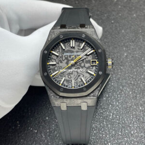DIW Factory Audemars Piguet Royal Oak 15500 VOIDLINE Carbon Fiber Yellow Line Rubber Strap Black Dial