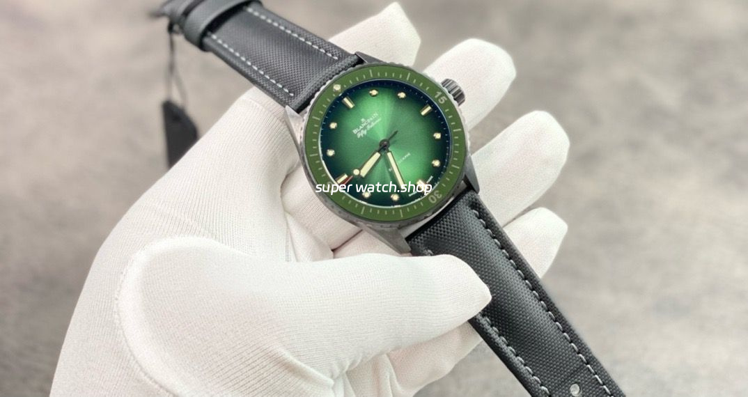 GF Factory Blancpain Fifty Fathoms Bathyscaphe 5005-0153-NABA 45mm Ceramic Textile Strap Green Dial - Image 4