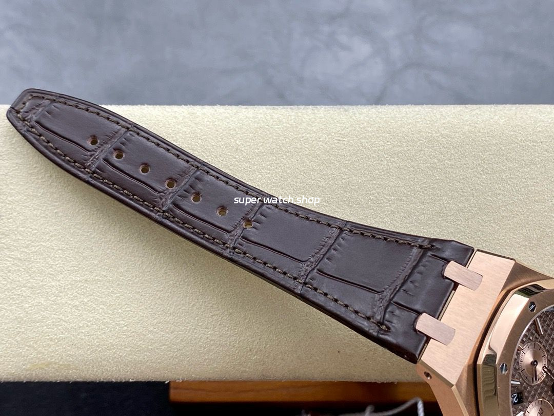 IPF Factory Audemars Piguet Royal Oak Chronograph 26239OR.OO.D821CR.01 41mm Rose Gold Leather Strap Brown Dial - Image 9