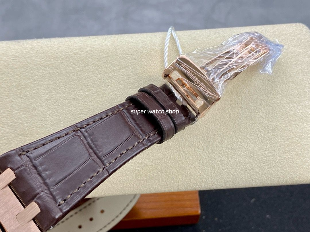 IPF Factory Audemars Piguet Royal Oak Chronograph 26239OR.OO.D821CR.01 41mm Rose Gold Leather Strap Brown Dial - Image 8