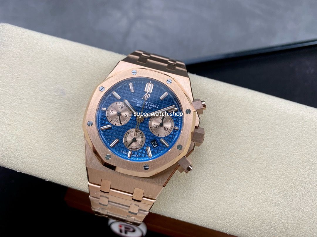 IPF Factory Audemars Piguet Royal Oak Chronograph 26331OR.OO.1220OR.01 41mm Full Rose Gold Blue Dial - Image 4