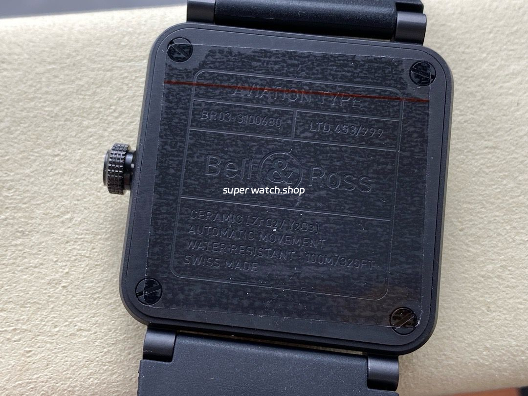 M+ Factory Bell Ross BR 03 BR03A-HRZ-CESRB Horizon 41mm Ceramic Rubber Strap Lines Black Dial - Image 7
