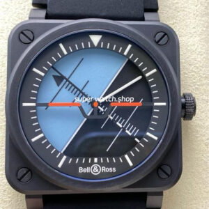 M+ Factory Bell Ross BR 03 BR03A-HRZ-CESRB Horizon 41mm Ceramic Rubber Strap Lines Black Dial