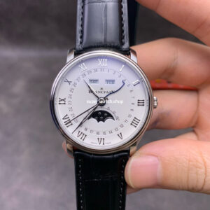 OM Factory Blancpain Villeret Quantième Complet 6654-1127-55B 40mm Steel Leather Strap Roman Numerals White Dial