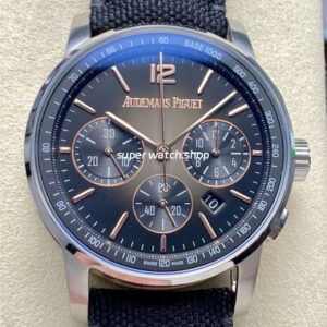 OMF Factory Audemars Piguet Code 11.59 26393CR.OO.A002KB.01 41mm Rose Gold&Steel Canvas Strap Grey Dial