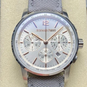 OMF Factory Audemars Piguet Code 11.59 26393CR.OO.A008KB.01 41mm Rose Gold&Steel Canvas Strap Silver Dial