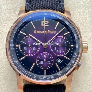 OMF Factory Audemars Piguet Code 11.59 26393OR.OO.A002KB.02 41mm Rose Gold Canvas Strap Purple Dial