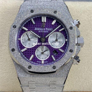 OMF Factory Frosted Audemars Piguet Royal Oak Chronograph 26240BC.GG.1224BC.01 41mm Full Frosted White Gold Purple Dial