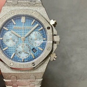 OMF Factory Frosted Audemars Piguet Royal Oak Chronograph 26240BC.GG.1324BC.02 41mm Full Frosted White Gold Blue Dial