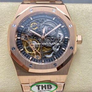 THB Factory Audemars Piguet Royal Oak Double Balance Wheel Openworked 15407OR.OO.1220OR.01 41mm Full Rose Gold Skeletonized Dial
