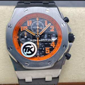 TK Factory Audemars Piguet Royal Oak Offshore Chronograph Volcano 26170ST.OO.D101CR.01 42mm Steel Leather Strap Orange Arabic Numerals Black Dial