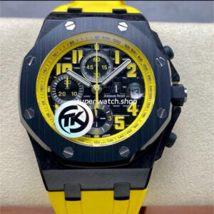 TK Factory Audemars Piguet Royal Oak Offshore Chronograph 26176FO.OO.D101CR.02 42mm Carbon Fiber Yellow Rubber Strap Arabic Numerals Black Dial