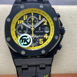 TK Factory Audemars Piguet Royal Oak Offshore Chronograph 26176FO.OO.D101CR.02 42mm Carbon Fiber Leather Strap Arabic Numerals Black Dial