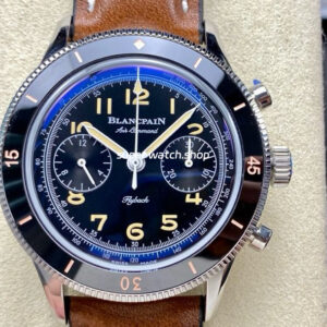 TW Factory Blancpain Air Command AC01-1130-63A 42.5mm Black Ceramic Steel Calfskin Vintage Leather Strap Black Dial