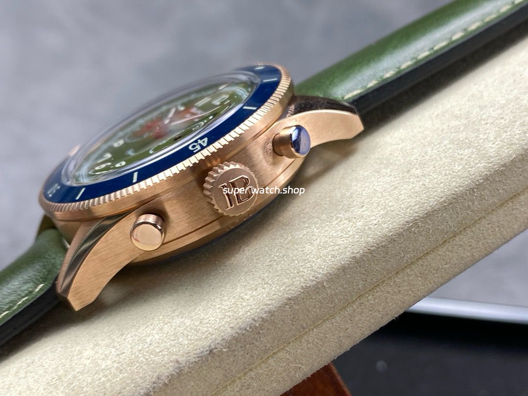 TW Factory Blancpain Air Command AC02-12B53-63B 42.5mm Blue Ceramic Rose Gold Calfskin Vintage Leather Strap Avocado Green Dial - Image 6