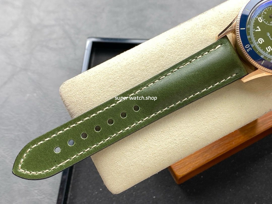 TW Factory Blancpain Air Command AC02-12B53-63B 42.5mm Blue Ceramic Rose Gold Calfskin Vintage Leather Strap Avocado Green Dial - Image 9
