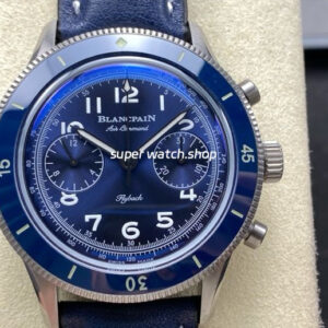 TW Factory Blancpain Air Command N0AC02O12B040N063B 42.5mm Blue Ceramic Steel Calfskin Vintage Leather Strap Blue Dial