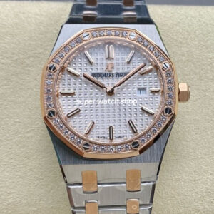 ZF Factory Audemars Piguet Royal Oak Lady 67651SR.ZZ.1261SR.01 33mm Diamond Bezel Rose Gold&Steel Silver Dial