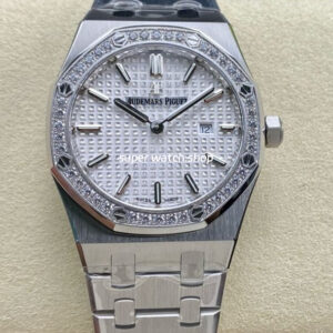 ZF Factory Audemars Piguet Royal Oak Lady 67651ST.ZZ.1261ST.01 33mm Diamond Bezel Full Steel Silver Dial