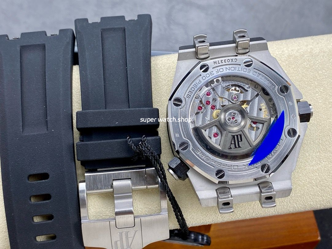 ZF Factory Audemars Piguet Royal Oak Offshore Diver 15720CN.OO.A002CA.01 42mm White Gold Rubber Strap Black Dial - Image 9