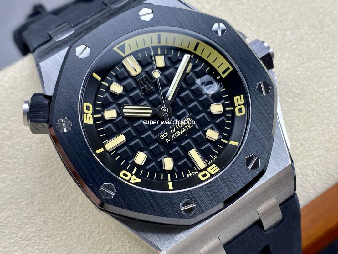 ZF Factory Audemars Piguet Royal Oak Offshore Diver 15720CN.OO.A002CA.01 42mm White Gold Rubber Strap Black Dial - Image 2
