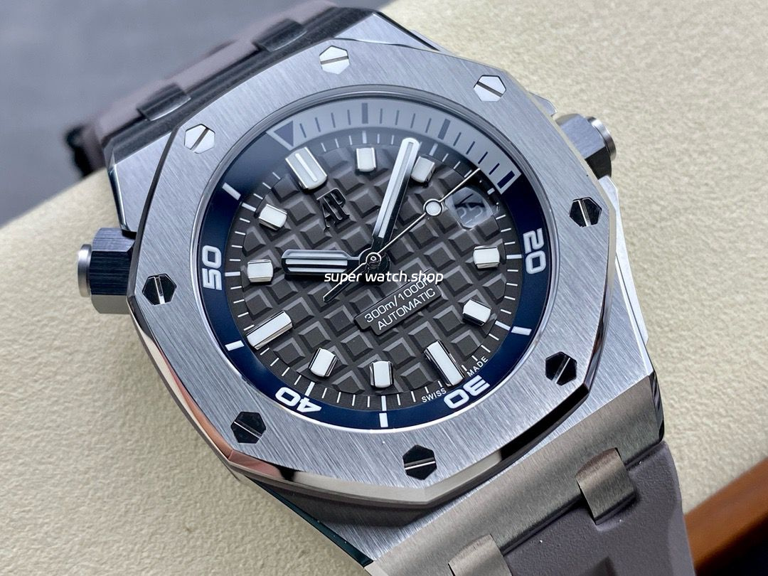 ZF Factory Audemars Piguet Royal Oak Offshore Diver 15720ST.OO.A009CA.01 42mm Steel Rubber Strap Grey Dial - Image 2