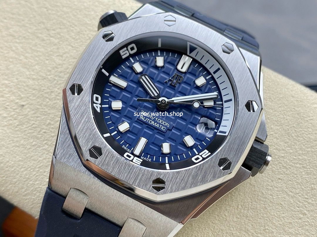 ZF Factory Audemars Piguet Royal Oak Offshore Diver 15720ST.OO.A027CA.01 42mm Steel Rubber Strap Blue Dial - Image 3