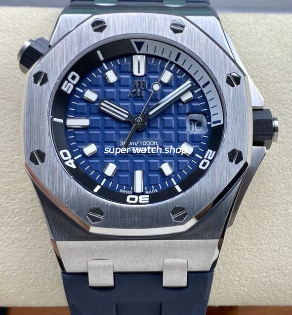ZF Factory Audemars Piguet Royal Oak Offshore Diver 15720ST.OO.A027CA.01 42mm Steel Rubber Strap Blue Dial