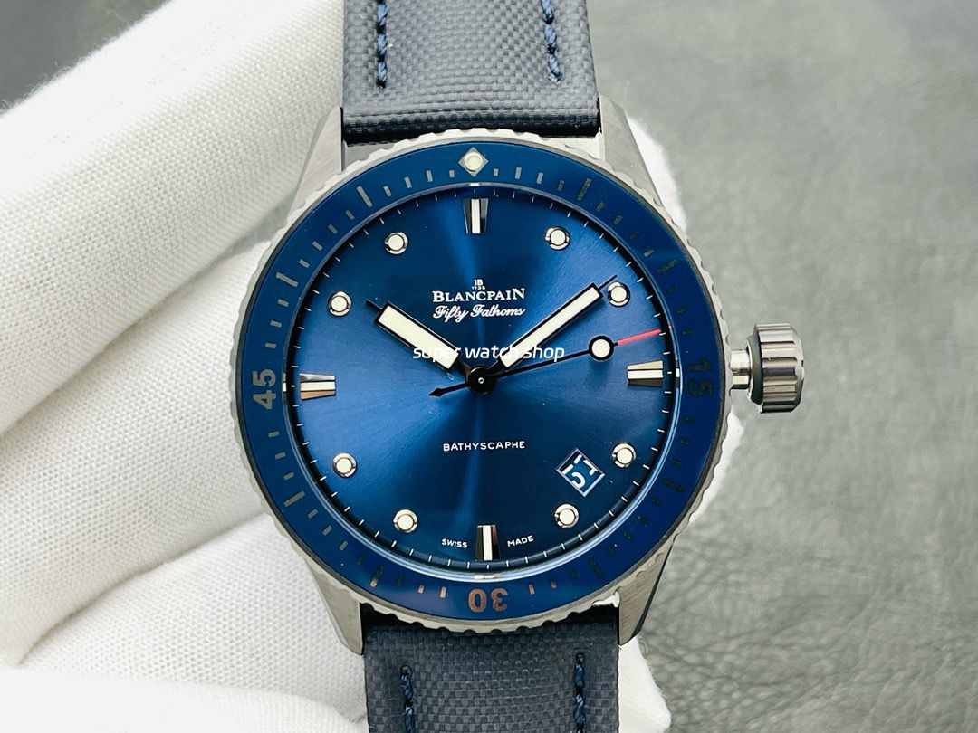 ZF Factory Blancpain Fifty Fathoms Bathyscaphe 5000-0240-052A 43mm Ceramic Textile Strap Blue Dial