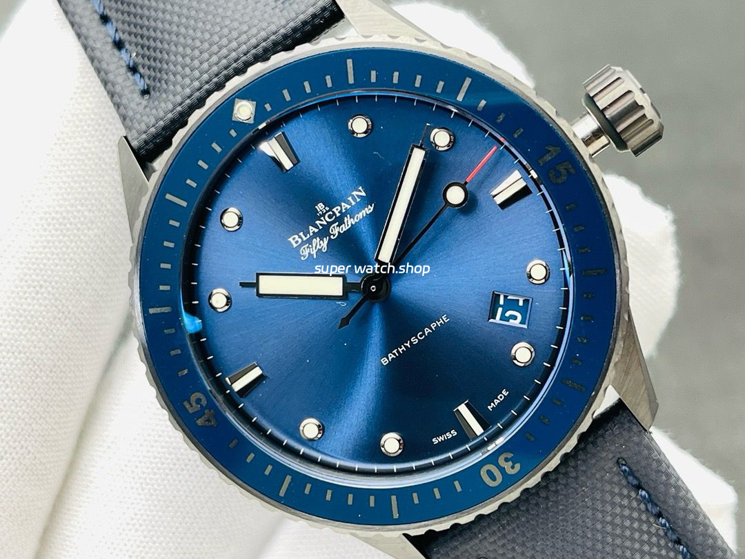 ZF Factory Blancpain Fifty Fathoms Bathyscaphe 5000-0240-052A 43mm Ceramic Textile Strap Blue Dial - Image 2