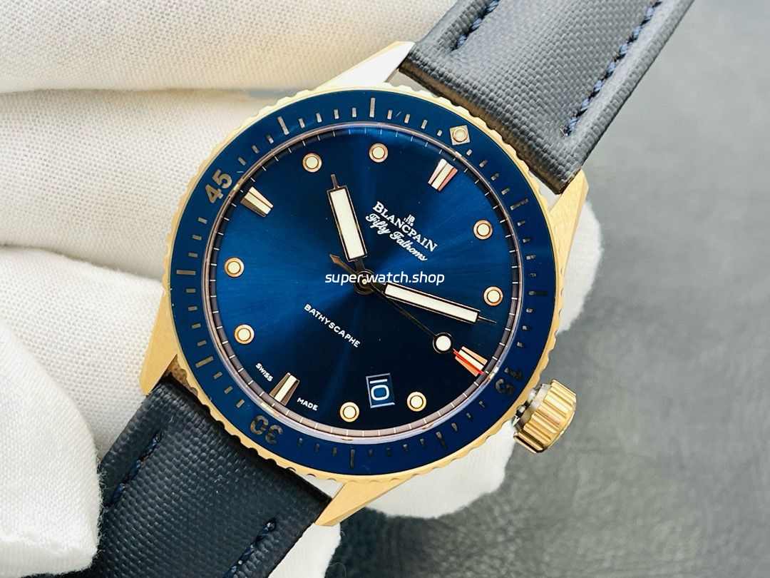 ZF Factory Blancpain Fifty Fathoms Bathyscaphe 5000-36S40-O52A 43mm Rose Gold Textile Strap Blue Dial - Image 4