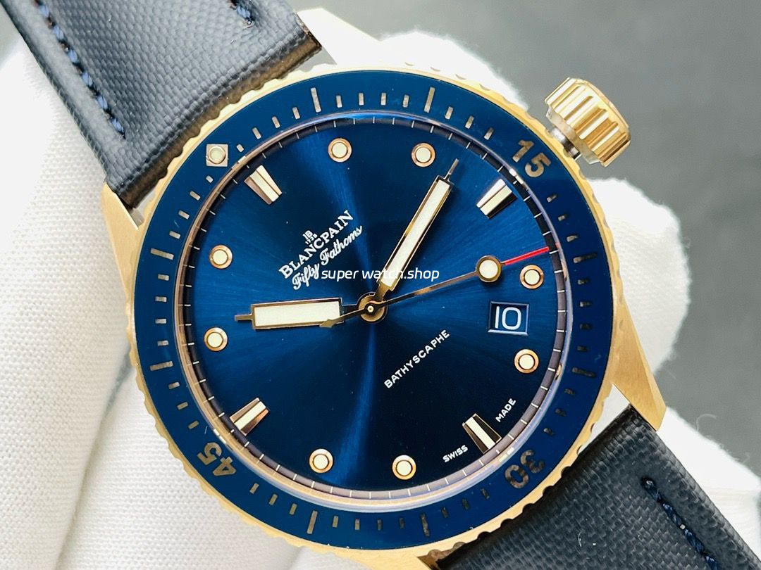 ZF Factory Blancpain Fifty Fathoms Bathyscaphe 5000-36S40-O52A 43mm Rose Gold Textile Strap Blue Dial - Image 2