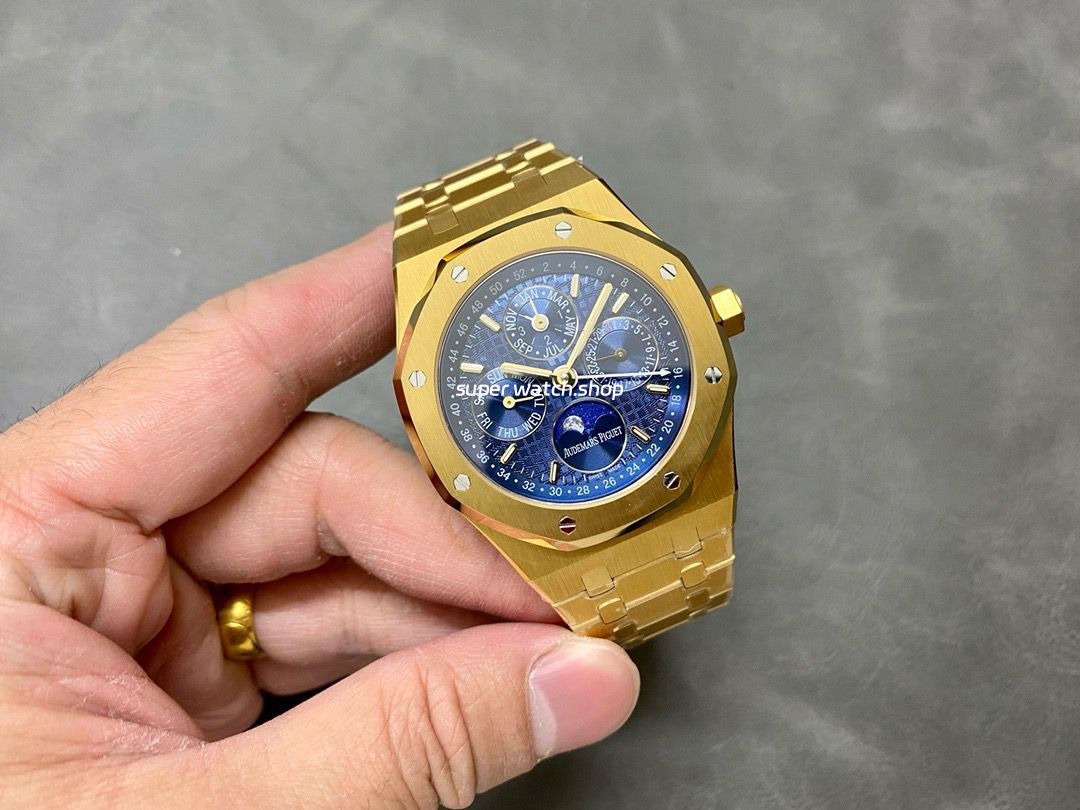 BBR Factory Audemars Piguet Royal Oak Perpetual Calendar 26574BA.OO.1220BA.01 41mm Full Gold Steel Blue Dial - Image 4