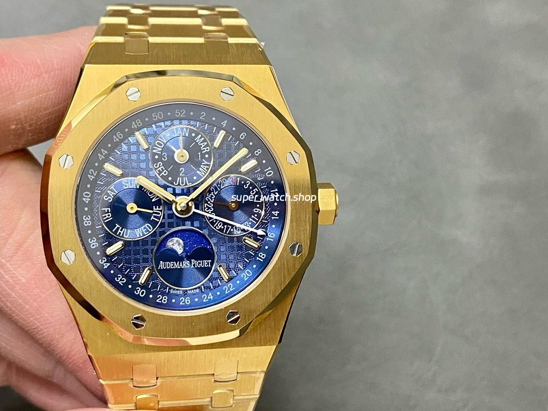 BBR Factory Audemars Piguet Royal Oak Perpetual Calendar 26574BA.OO.1220BA.01 41mm Full Gold Steel Blue Dial