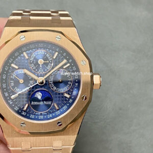 BBR Factory Audemars Piguet Royal Oak Perpetual Calendar 26574OR.OO.1220OR.02 41mm Full Rose Gold Steel Blue Dial