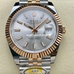 ARF Factory Counterweight Rolex Datejust 41 126331 41mm Half Rose Gold Silver Dial Jubilee