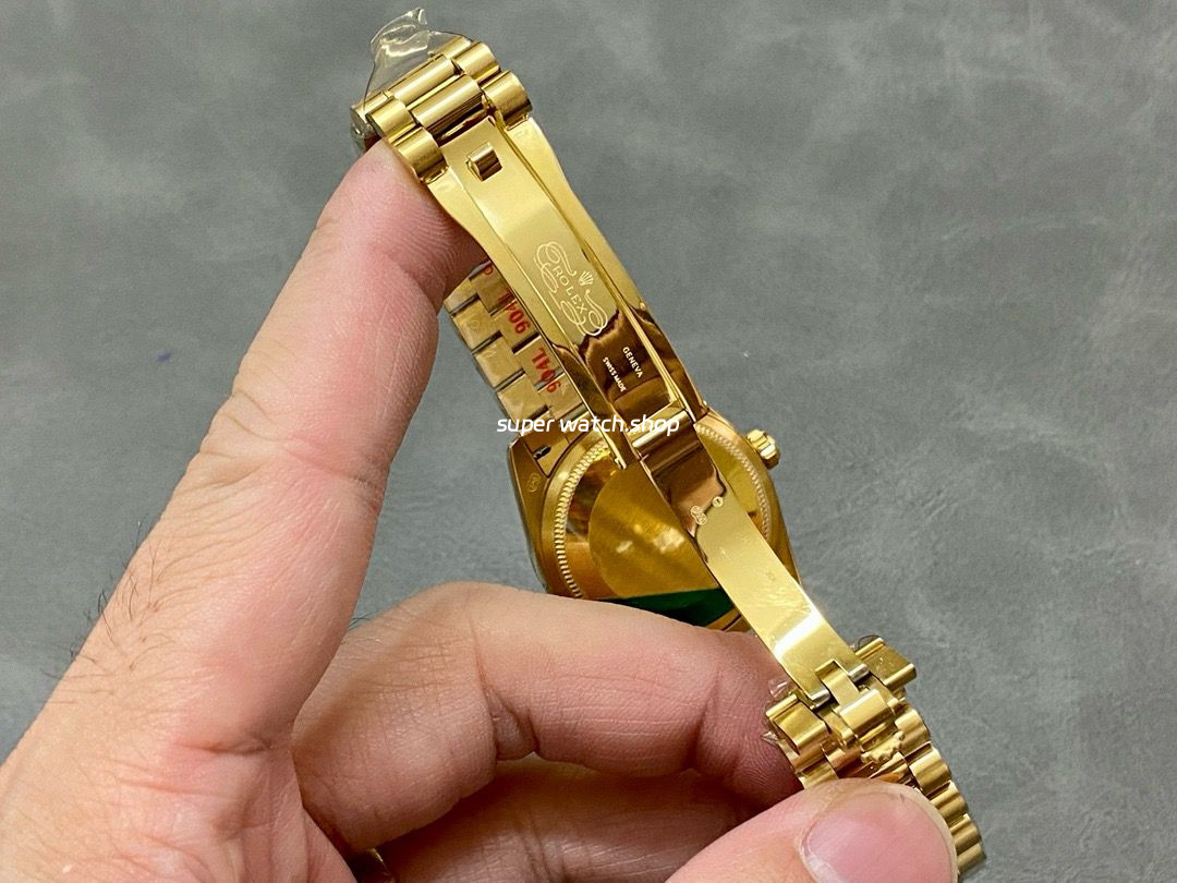 A+ Factory Rolex Datejust 178288 31mm Diamond Bezel Full Yellow Gold Diamond Mop Black Dial - Image 9