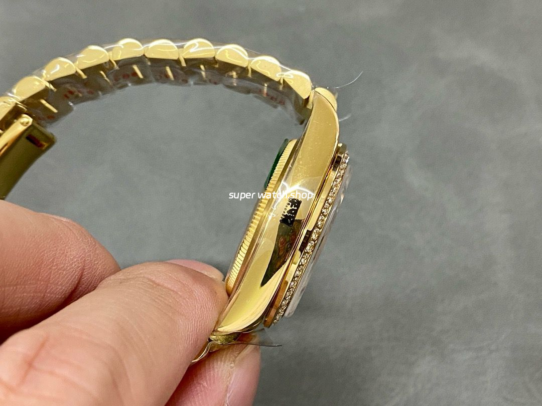 A+ Factory Rolex Datejust 178288 31mm Diamond Bezel Full Yellow Gold Diamond Mop Black Dial - Image 5