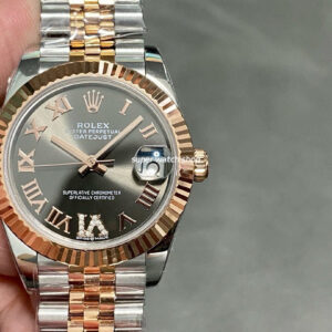 A+ Factory Rolex Datejust 278271-0030 31mm Half Rose Gold Roman Numerals Diamond Grey Dial Jubilee