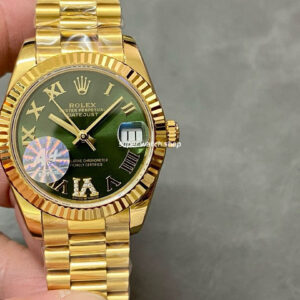A+ Factory Rolex Datejust 278278-0030 31mm Full Yellow Gold Roman Numerals Diamond Green Dial