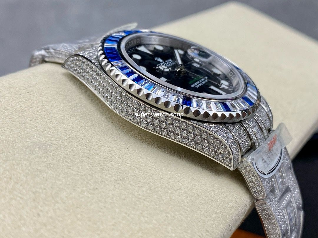 AMG Factory Rolex GMT-Master II 116769TBR-74779BR 40mm Blue Diamond Bezel Full 904L Black Dial - Image 6